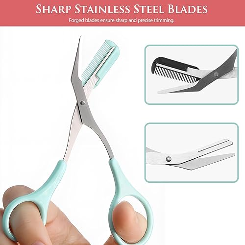 Miniatura 3 de Tijeras profesionales de acero inoxidable para cejas, con peine de plástico, desmontables para depilación, herramienta moldeadora, accesorios de