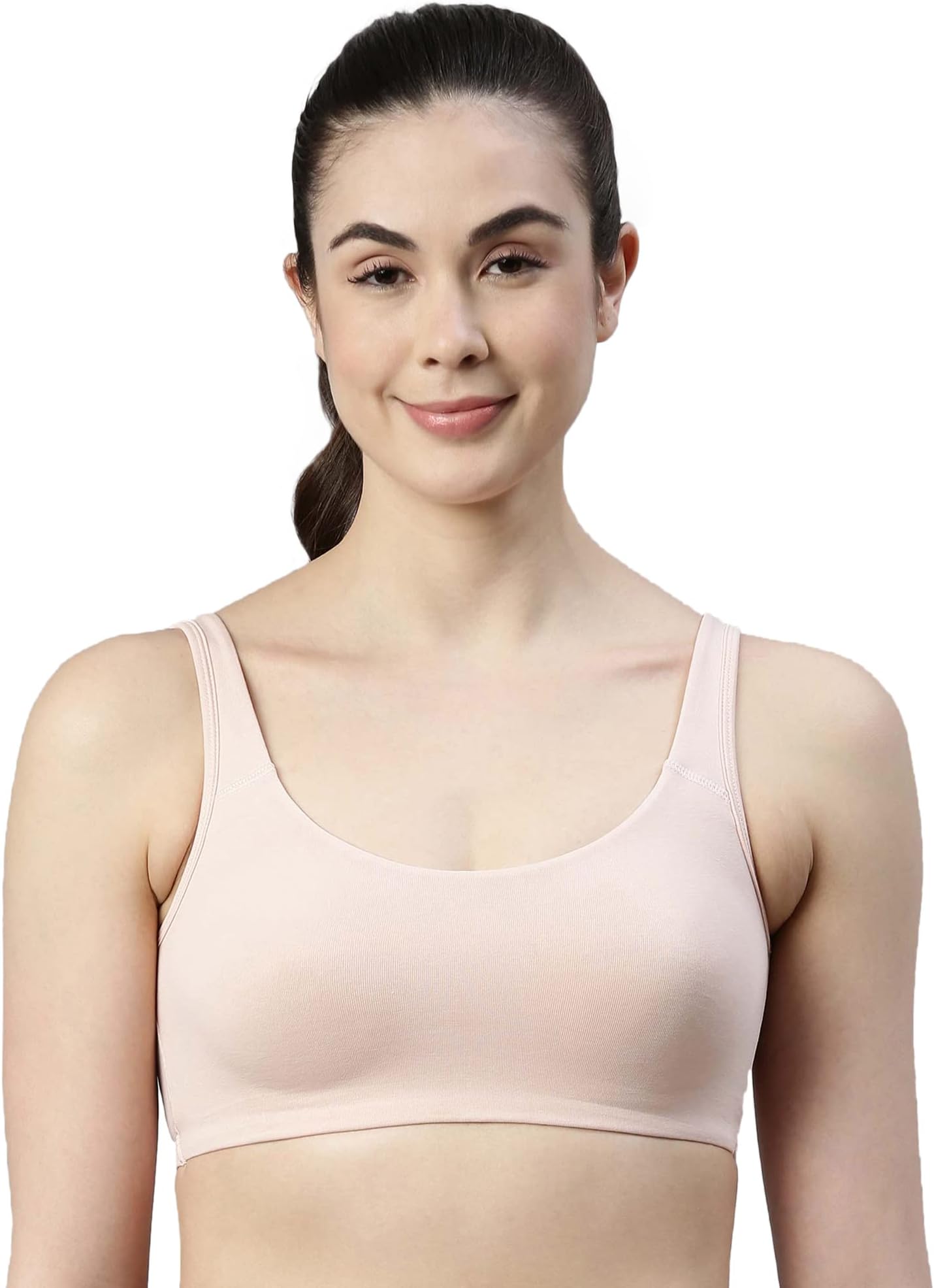 EnamorWomen's Non-Wired Non-Padded High Coverage Low Impact Bra