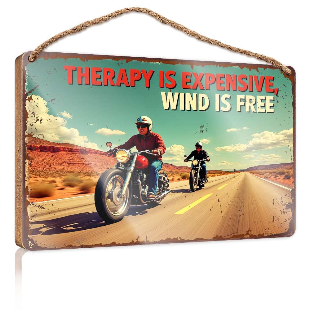 Wooden Decorative Plaque Therapy Is Expensive, Wind Is Free. Office Decor For Wall Funny Porch Decorations(15X28CM)