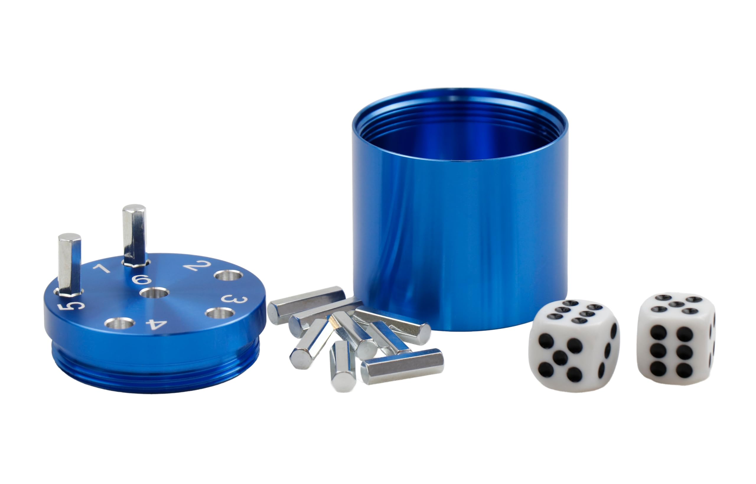 BestSaller 3005 'SUPER SIX' Aluminum, 36 Spielstäbchen & 2 Würfel, blau (1 Stück)