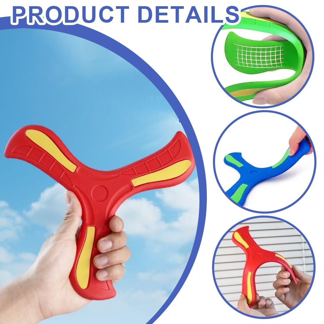 GXGM 5 PezziBoomerang, Boomerang Professionale Bambini, Volo Sicuro, Morbido e Stabile, Giochi all'Aperto per Principianti e Giovani Lanciatori