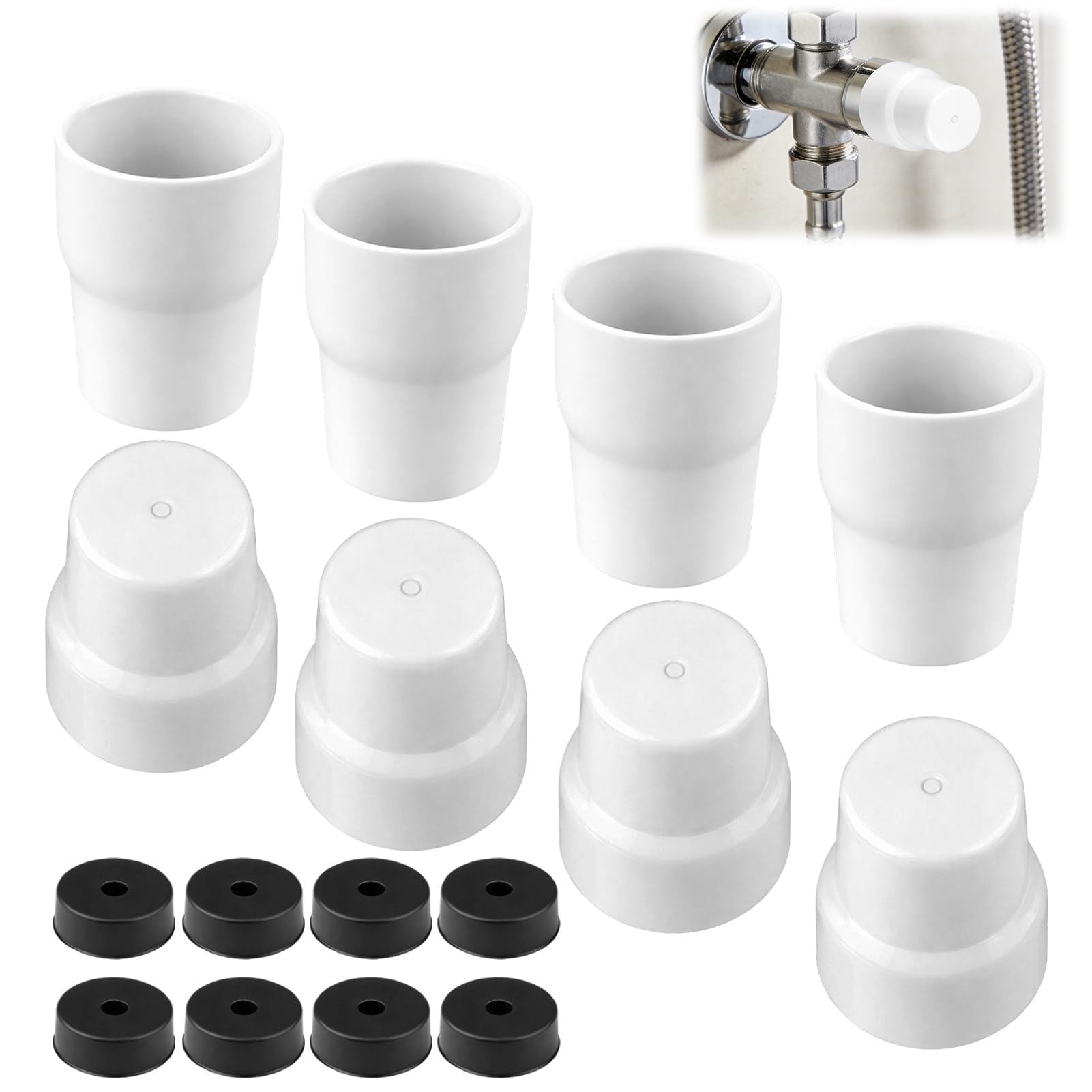 Push-Fit White Radiator Valve Cap, 8 Pcs Universal Radiator Cap Replacement Central Cover Valve Blanking Pipe Plastic Safeguarding Heating System White Underfloor Heating Manifold Accessories