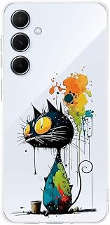 Samsung Galaxy A55 ile Uyumlu Splash Kedi Tasarımlı Şeffaf Silikon Kılıf