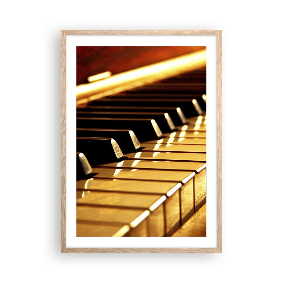ARTTOR Poster Wandbild Kunstdruck 50x70cm Musik - 2200 - P2N | Klavier Konzert Vertikal mit hellem Eichenrahmen Wohnzimmer Schlafzimmer Küche Büro Wanddeko Kunstposter ARTTOR