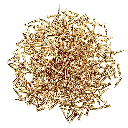 Housoutil Kit de 285 clavos de cobre puro para manualidades y muebles, accesorios con cabeza dorada miniatura 1