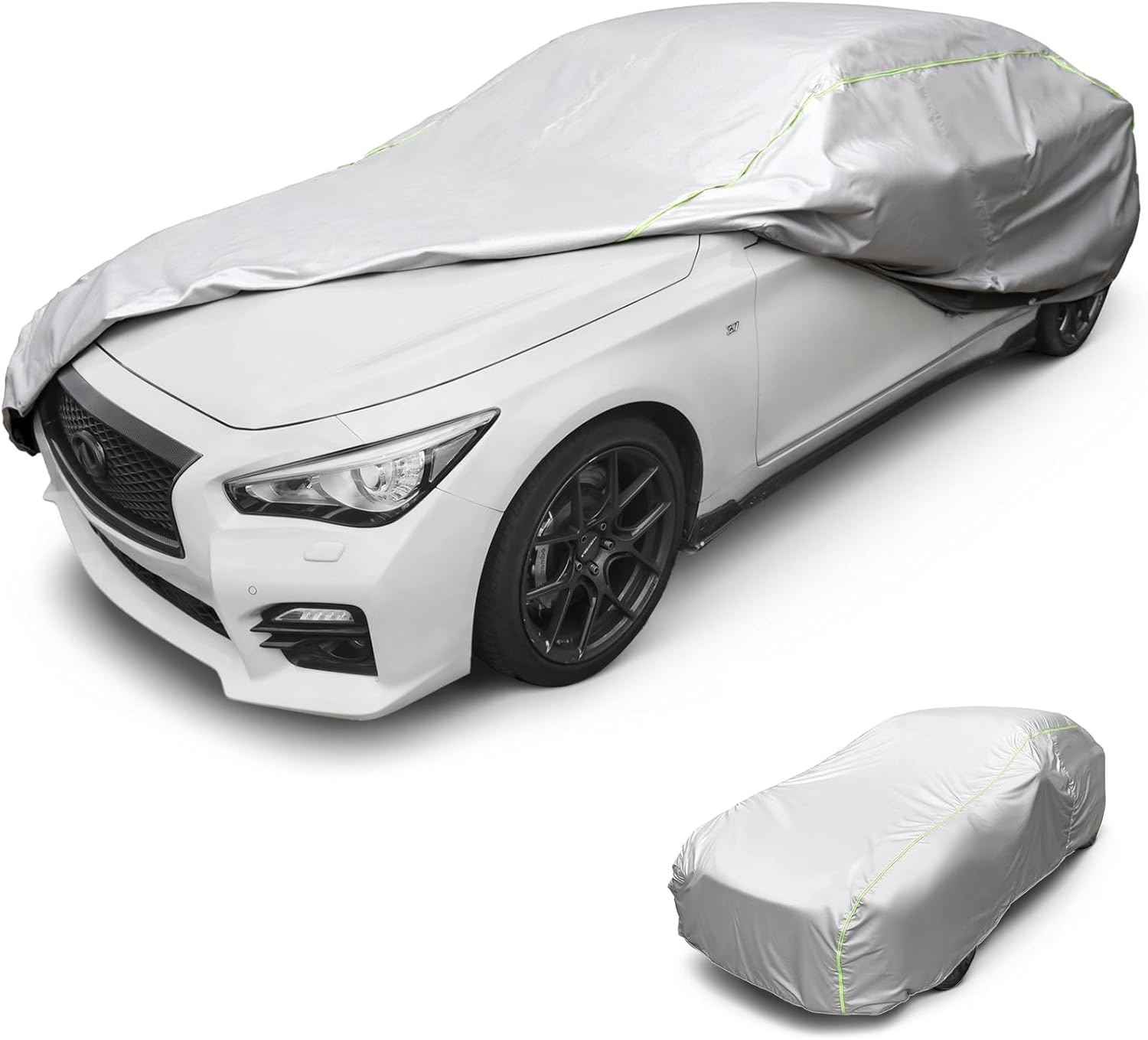 J&J Heavy Duty Car Cover,300D&Soft Lining,Driver&Trunk Zipper,Car Cover Waterproof All Weather,Sun UV Rain Snow Sand Protect Vehicle Painting,Car Covers for Automobiles, Outdoor (Sedan, Black-C5) Black-C5 SEDAN