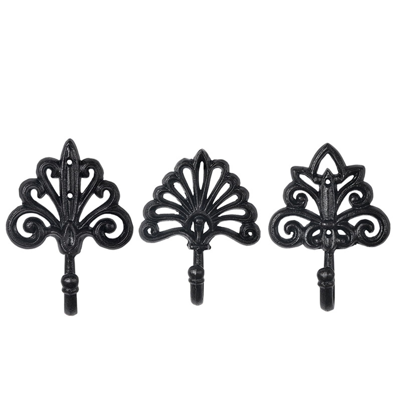 Ylfkwlhrw Noir Cast Iron Coat Hooks Vintage Decoration Retro Wall Key Hooks Living Room Entrance For Coats Keys Bags(Noir)