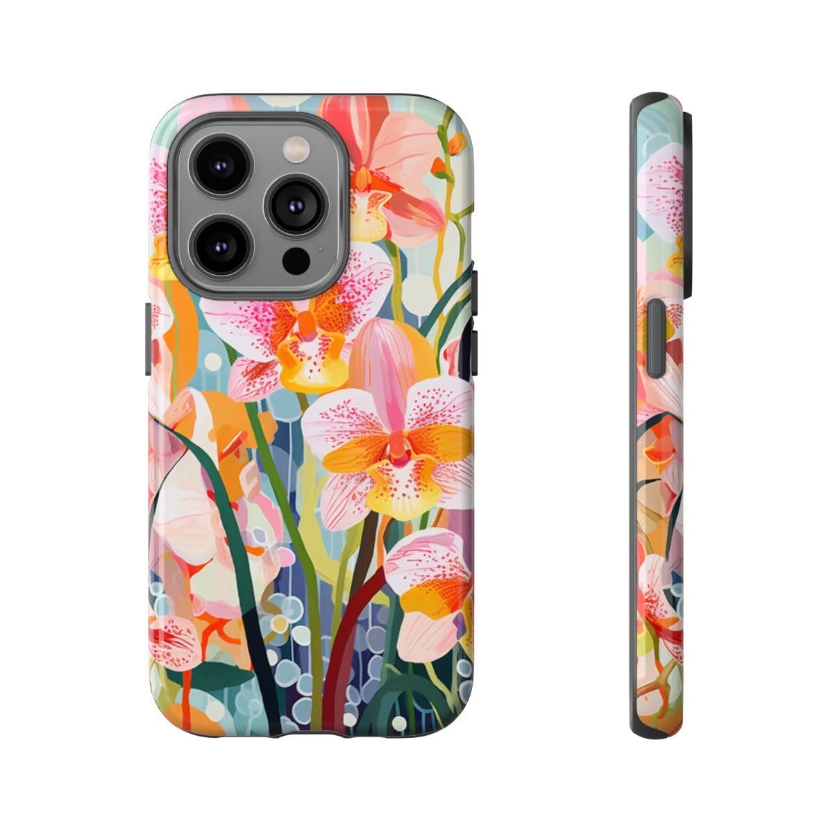 Coque iPhone 14 Pro rigide orchidée multicolore anti-rayures - 5