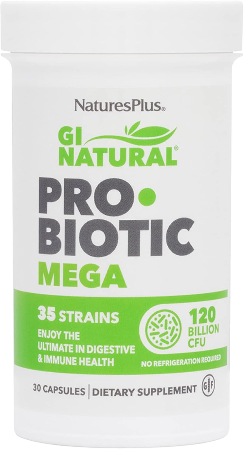 Natures Plus GI Natural Probiotic Mega – 30 Capsules – Digestive & Immune Health – Gluten Free – 30 Servings Natures Plus GI Natural Probiotic Mega – 30 Capsules – Digestive & Immune Health – Gluten Free – 30 Servings