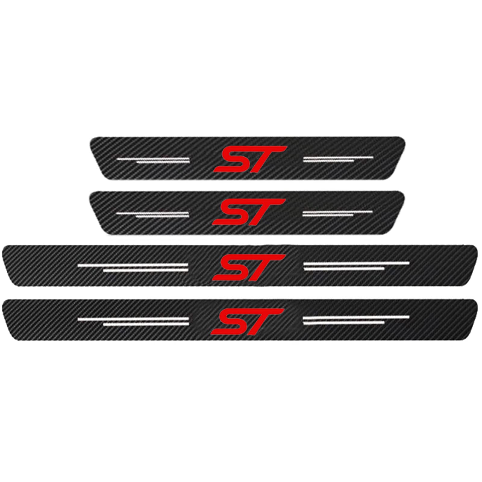 Weashaemgli St Red Eagleg 4Pcs Car Outer Door Sill Protector Kick Plates For Fo-Rd Focus Fiesta Kuga Fusion Edge St-Line S-Max St, Carbon Fiber Accessories Scuff Guard Threshold Cover Pedal, Trim Non-Slip,