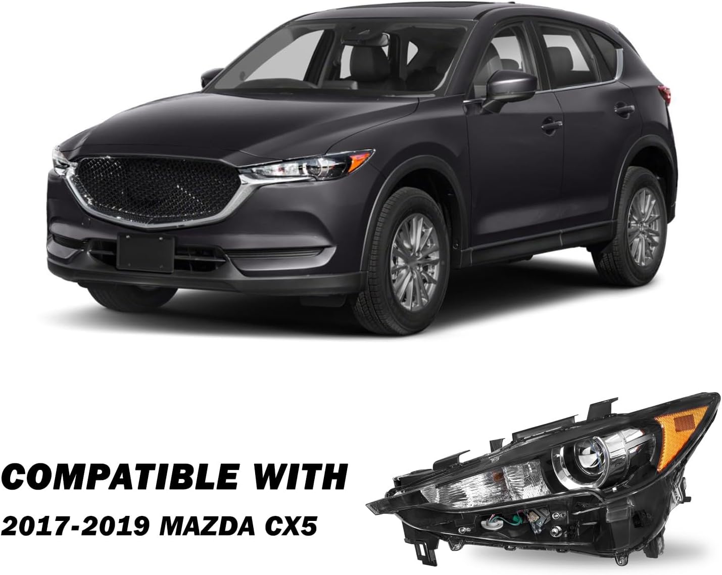 SOCKIR LED Headlight Assembly Fit for 2017-2021 Mazda CX-5 w/o AFS OE Style Headlamp Replacement Left Driver Side LH