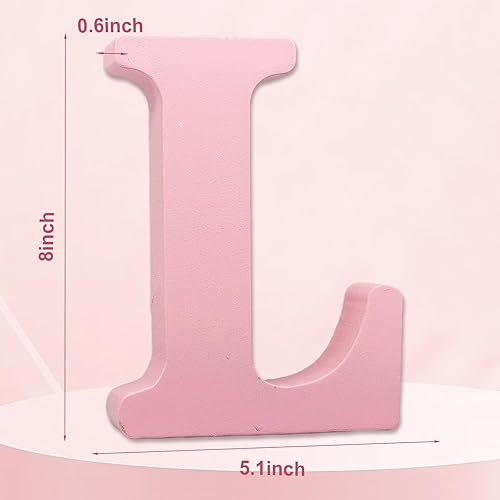Miniatura 2 de AOCEAN Letras de madera rosa de 8 pulgadas, letras de madera sin terminar para decoración de pared, letras decorativas de pie en rodajas, decoración