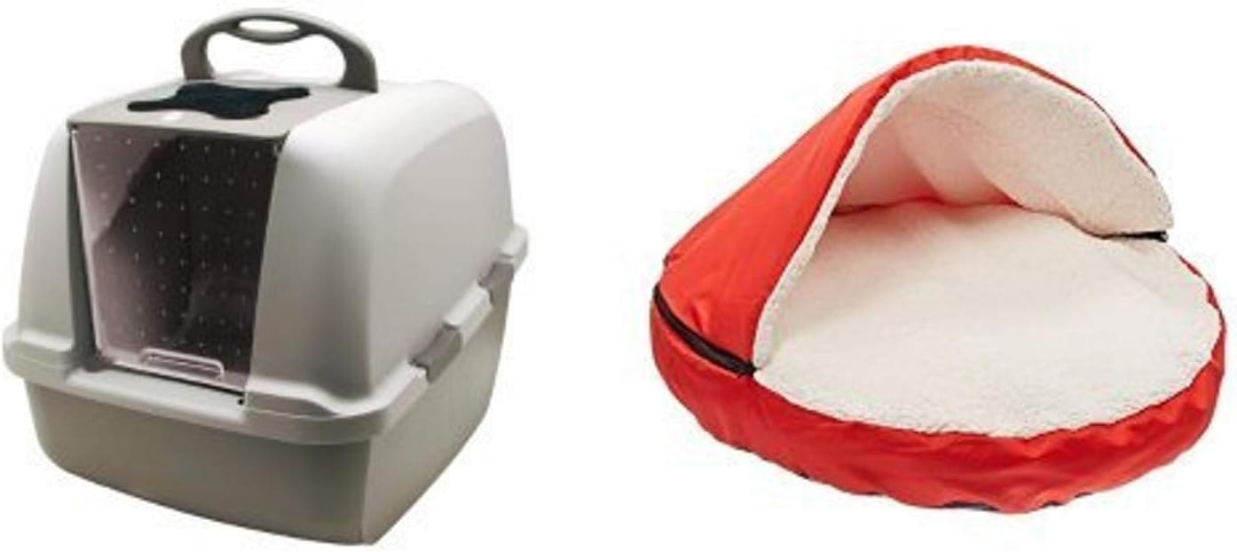 Catit Jumbo Hooded Cat Litter Pan Warm Gray and Sofantex