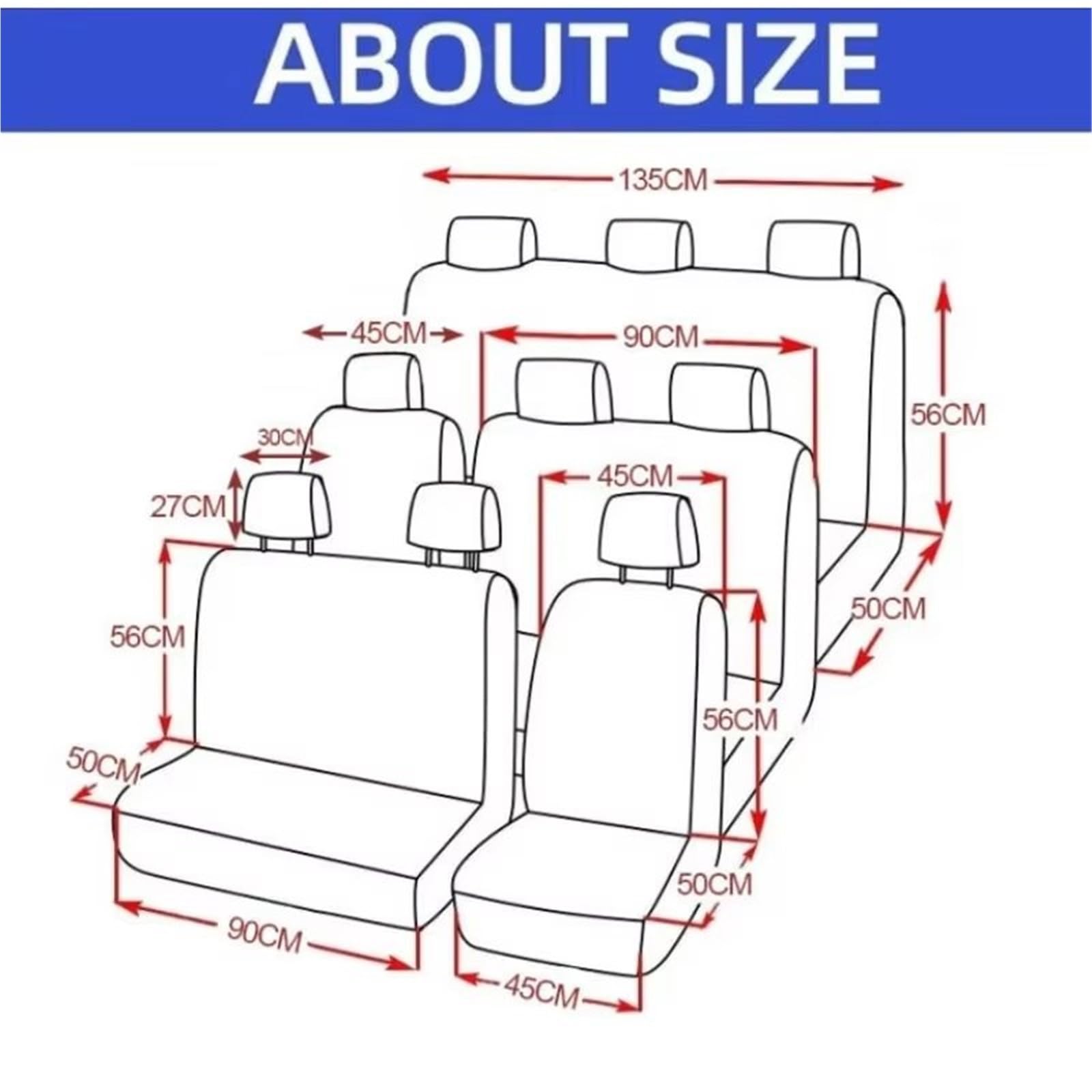 Coprisedile Coprisedili per Autobus da 9 Posti(Gray-9pieces)