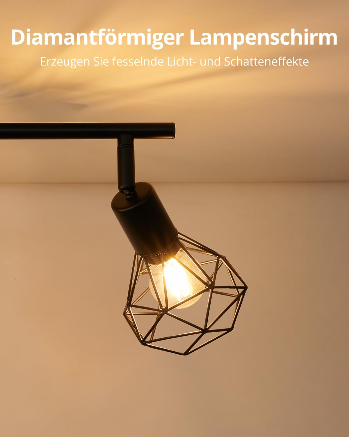 Gr4tec Deckenlampe Schwarz, Deckenstrahler 4 Flammig E14, Ohne Leuchtmittel | Deckenleuchte Strahler Vintage Industrial, Metall Deckenspot Innen, Schwenkbar Küchenlampe Wohnzimmerlampe Flurlampe Decke