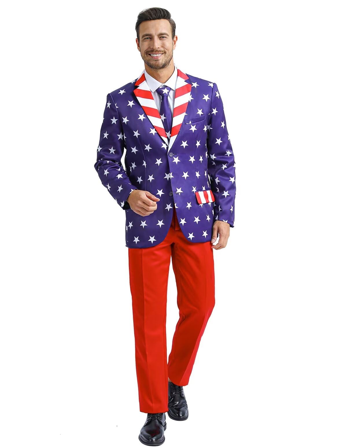FashonalMen's 3-Piece Halloween & Christmas Suit, Two Button Jacket & Pants & Tie