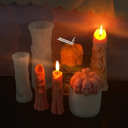 Miniatura 6 de Moldes de vela 3D para hacer velas molde de silicona perfumado de fantasma molde de vela de calavera de terror molde de fundición de resina de