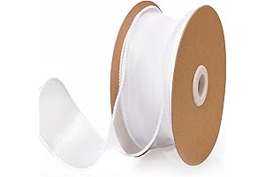 1.5 Inch Sheer Organza Ribbon White Wavy Knot Wired Ribbon for Gift Wrapping