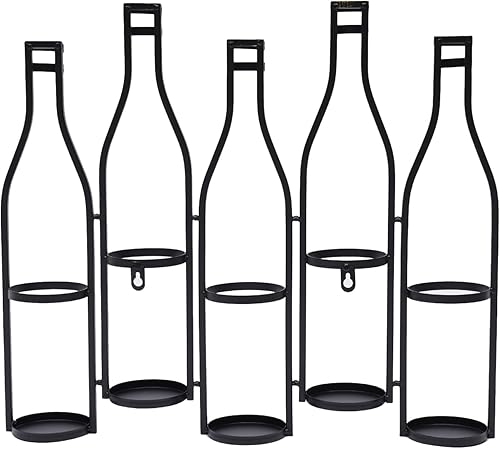 Miniatura 5 de LOYALHEARTDY Estante de vino de pared, 9 botellas, de hierro forjado negro, soporte para vino para pared, cocina, comedor, bar, solución de