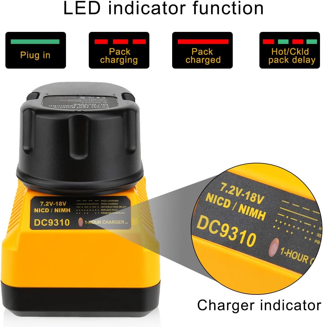 ANTRobut 18V 4500mAh Replacement for Dewalt 18V Battery XRP DC9096 DC9098 DC9099 DW9095 DW9096 DW9098 DE9038 with DC9310 18V Battery Charger