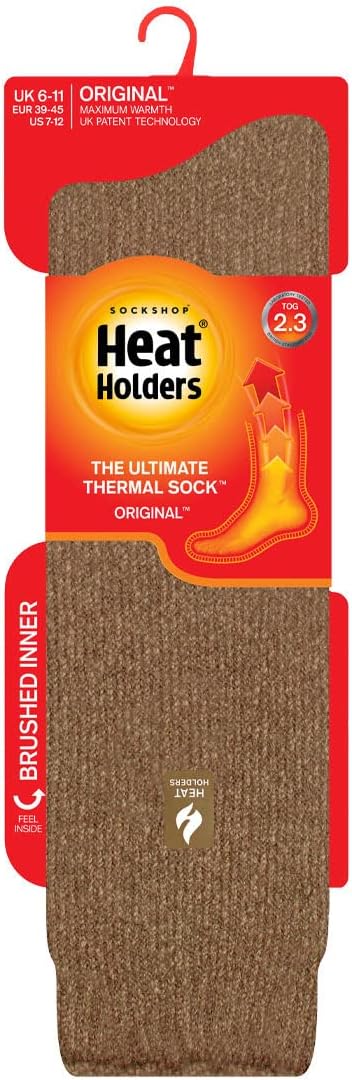 HEAT HOLDERS - Men's EXTRA LONG Ultimate Thermal Socks, One size 7-12 us (Beige)