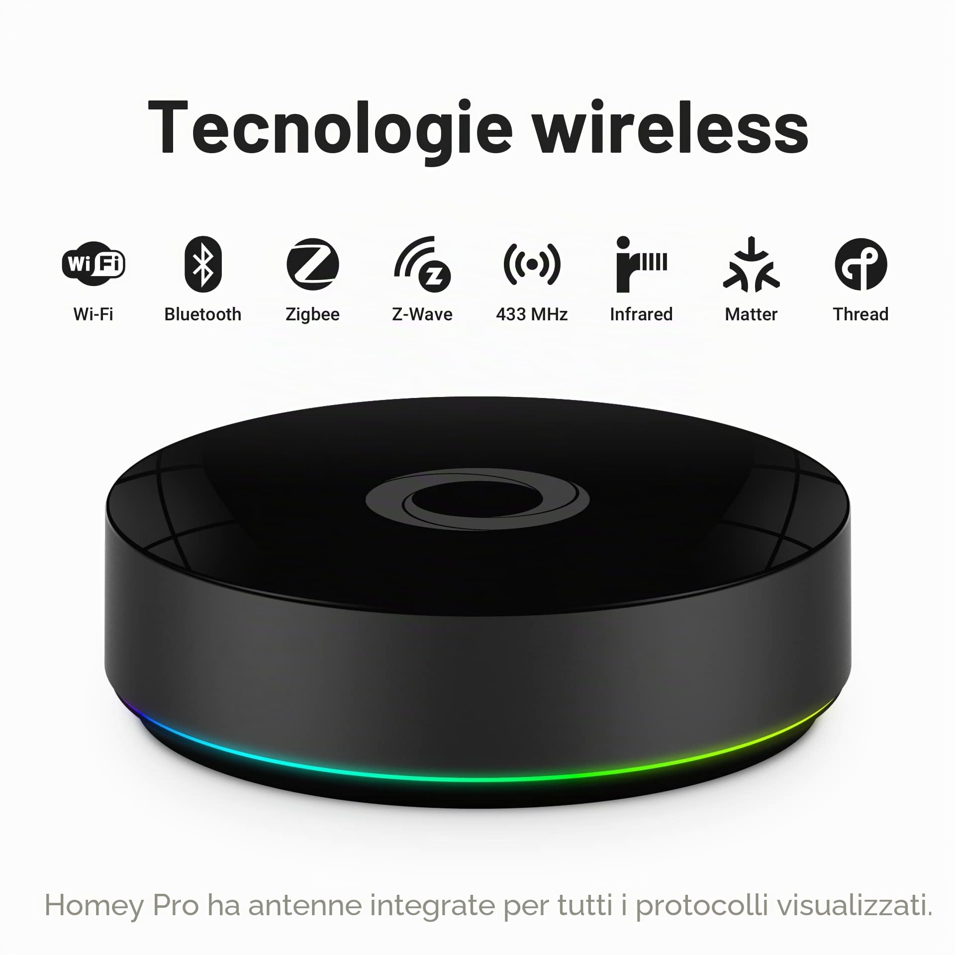 Homey Pro (Early 2023) | Hub smart home per l'automazione domestica – Compatibile con Z-Wave Plus, Zigbee, Wi-Fi, BLE, 433 MHz, Infrarossi, Matter & Thread. Compatibile con Siri, Alexa e Google Home.