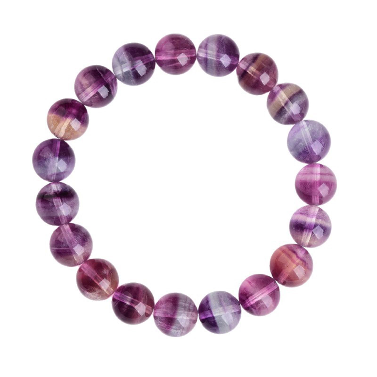 Pulsera hecha a mano fluorita púrpura arcoíris piedras de cristal natural