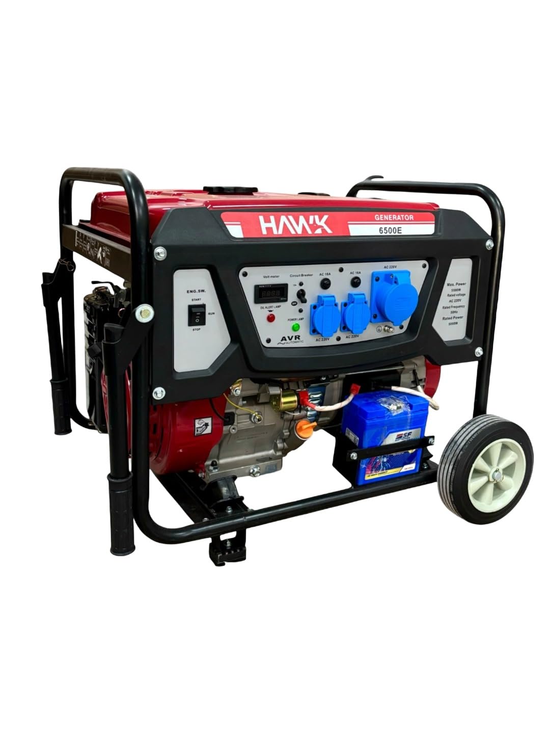 HAWK 5500W Portable Petrol Generator, Heavy-Duty Portable Generator with Electric/Recoil Start, 25L Tank, 5kW Output, Single Phase, AVR Technology, 9hourIdeal for Home & Commercial Use-image-36