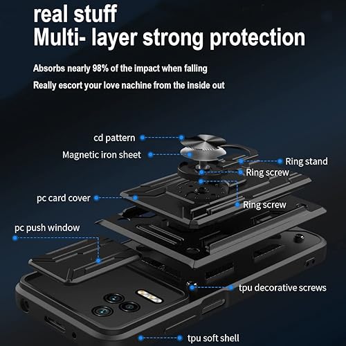 Miniatura 7 de CCSmall Funda para Xiaomi Poco F4 Funda con ventana deslizante con tarjeteros, Redmi K40S Funda con protección de cámara deslizante Funda con