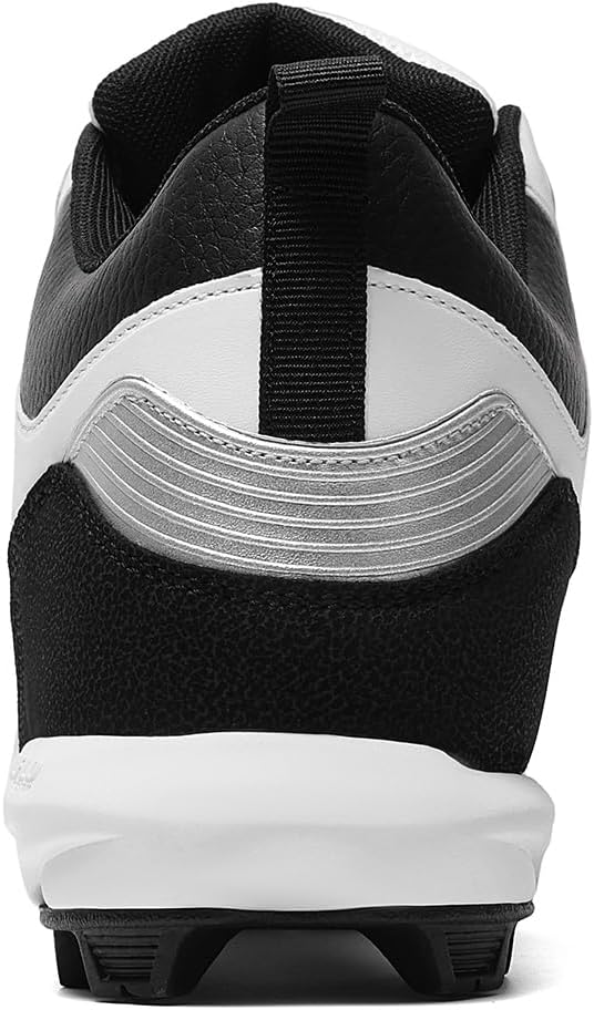 Men's Baseball Cleats Black White Outdoor High-Tops Lace-Up Non-Slip Spikes Football Shoes Competition/Training Combat Boots Baseball Sneakers - Image 4