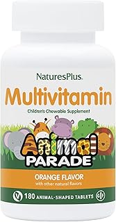 Natures Plus Animal Parade Children's Chewable Multivitamin - Orange Flavor - 180 Animal-Shaped Tablets - Promotes Health & Well-Being - Vegetarian, Gluten Free - 90 Servings