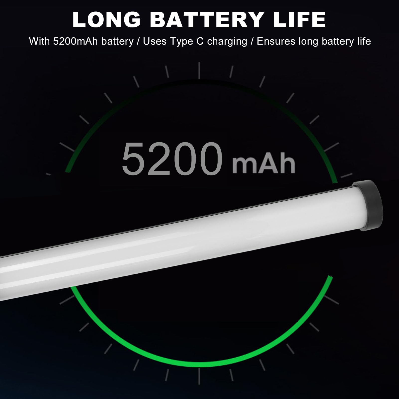 Bastón de Luz de Video LED RGB, Palo de Luz de Fotografía LED Portátil, Intensidad Variable 2500 K-9900 K, Luz LED a todo color de 360 Grados con Batería Integrada de 5