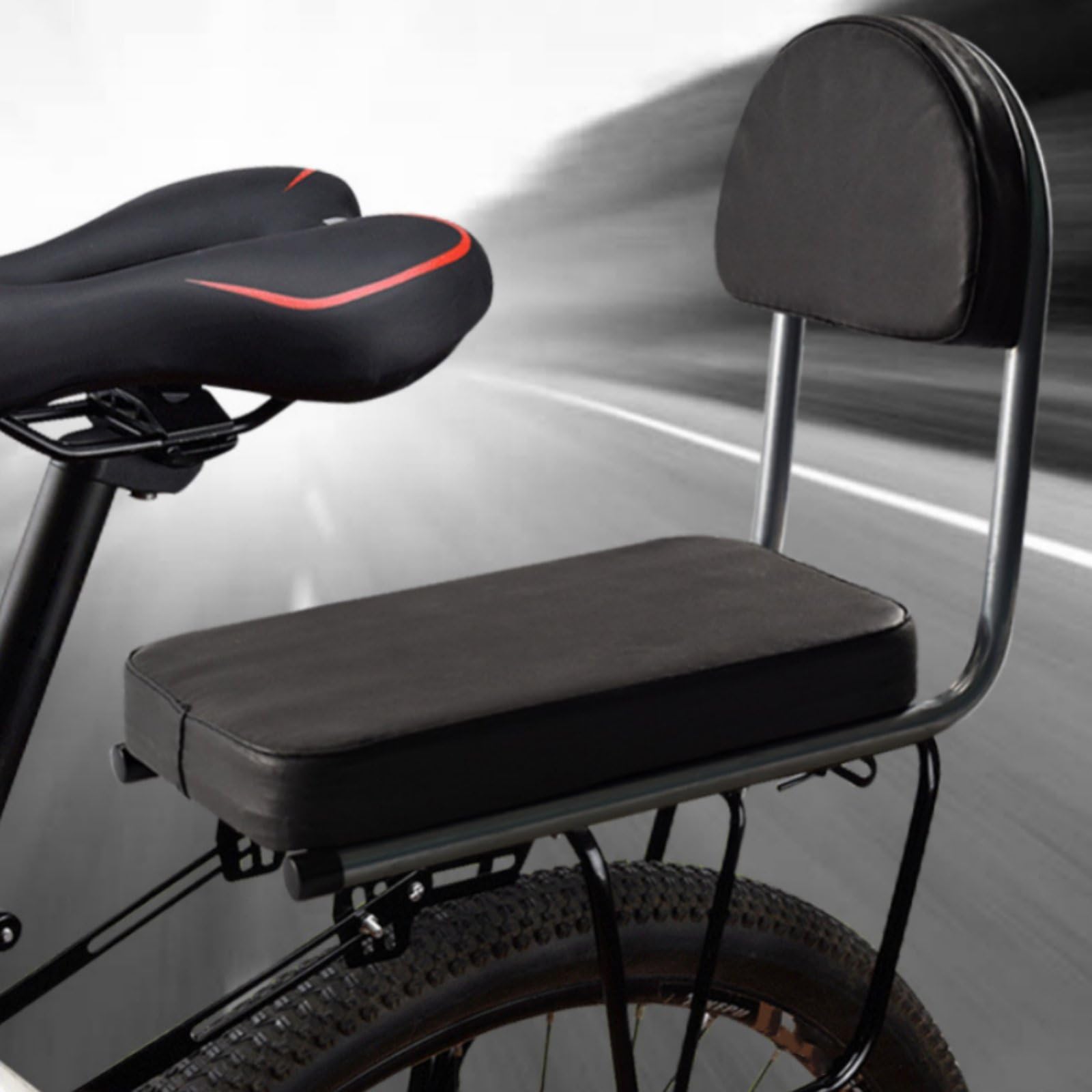 kowaku Sedile Posteriore Bici Universale, Seggiolino Bici con Schienale, Morbido e Confortevole, Accessorio Ciclistico per Pedalata Cittadina