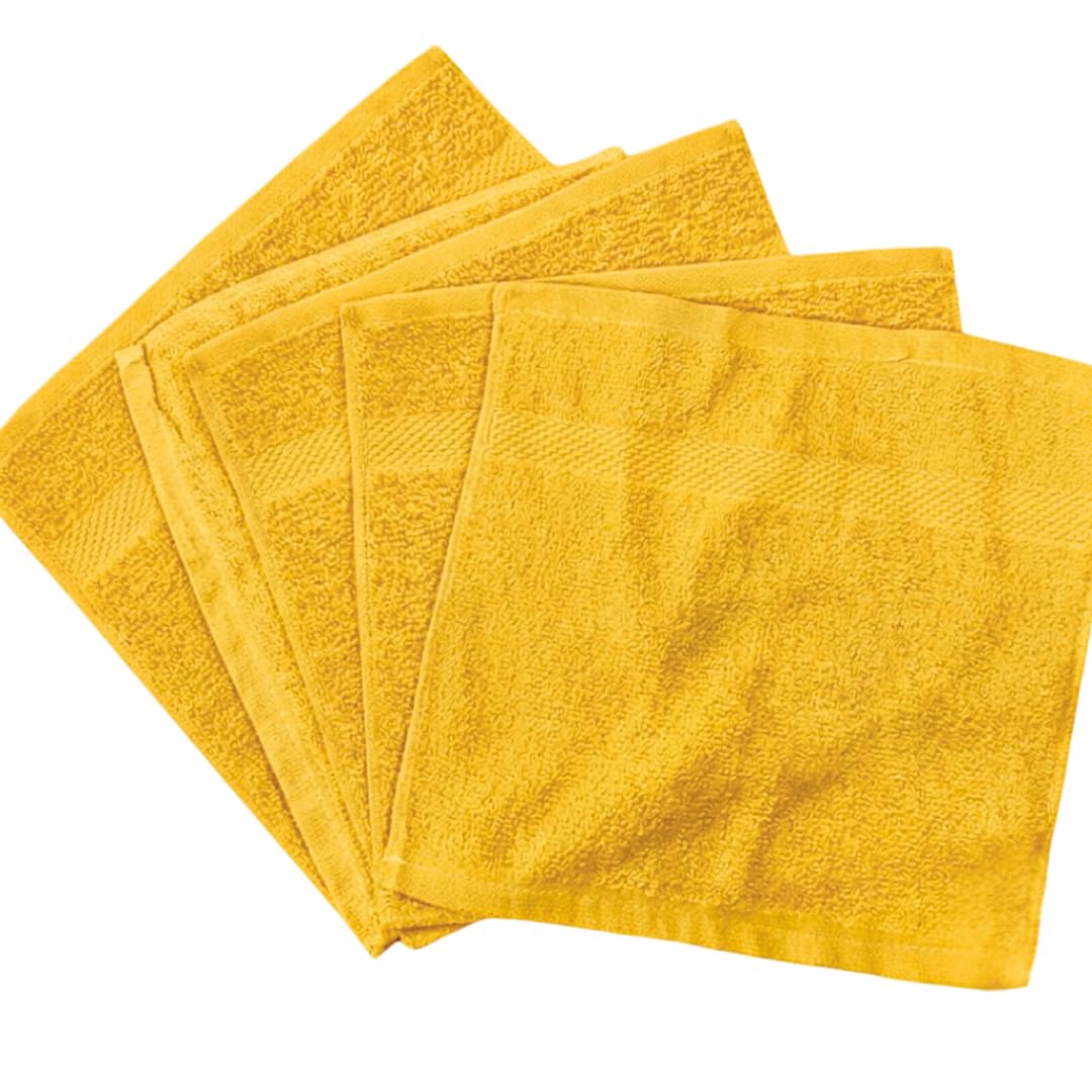 Diamond Tex Pack of 6, 12, 24, 36, 48, 96 Face Cloth 100% Egyptian Cotton Soft Flannels Set Quick Absorbent Washcloth 500-GSM Gym, Golf Hand Wash Towels 30x30cm (Yellow, 24) โ image 1