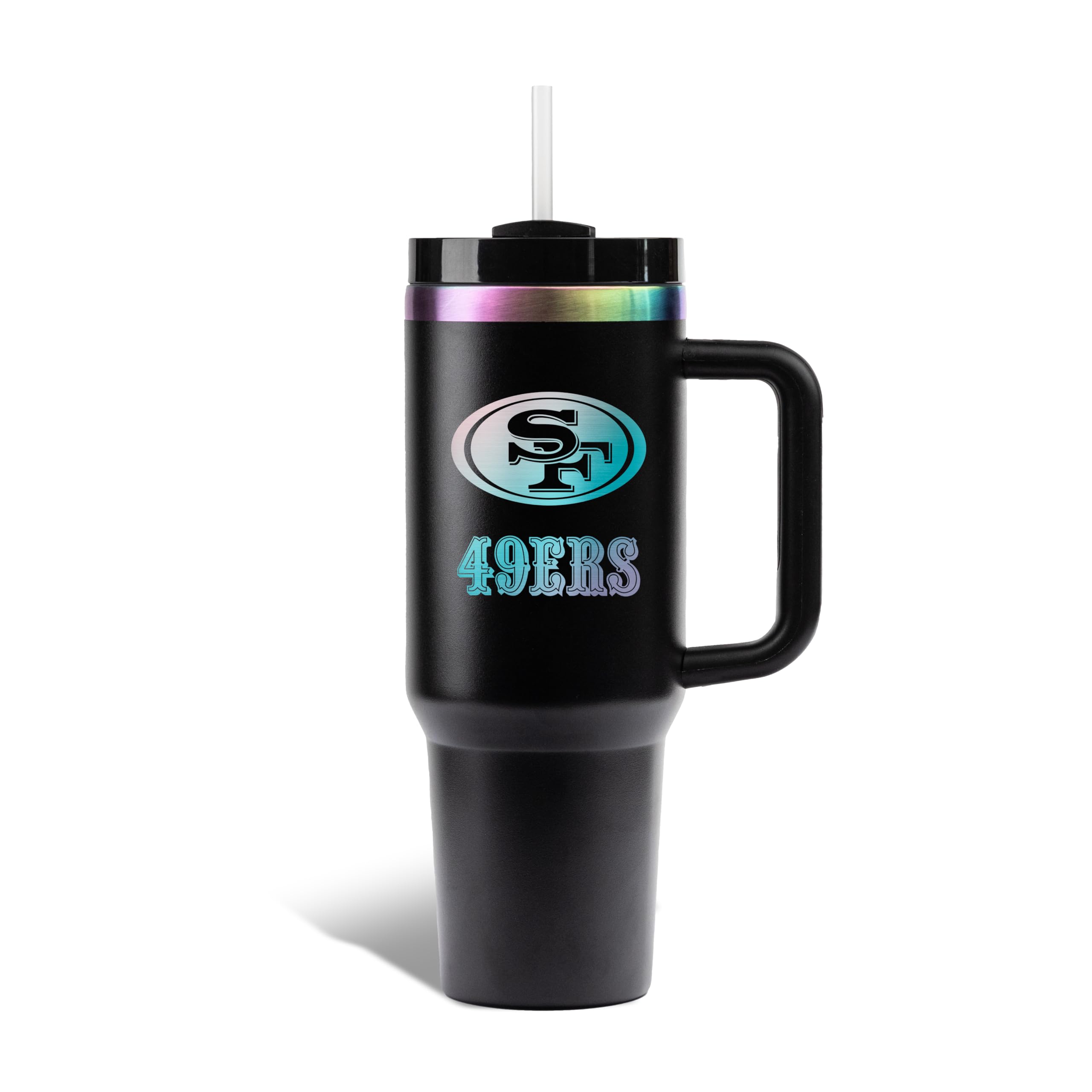 The Memory Company Officially Licensed NFL - San Francisco 49ers 40oz Iridescent Tumbler with Handle