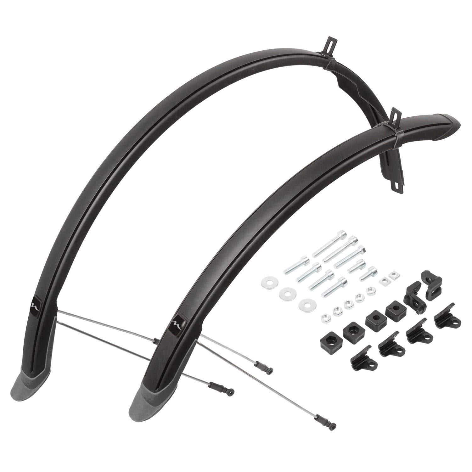 M-Wave Fahrrad Schutzblech-Set 28 Zoll, 45 mm, flexibel, Gummi-Spritzschutz, MUD MAX II F+R Sport & Freizeit
