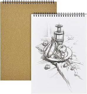 OFFCUP Drawing Pad, 2pack A5 Spiral Bound Notebook, 160gsm Drawing Paper A5 Sketchbook Spiral Bound Sketchbook with Acid Sketch Pad for Landscape, Artist Painting, Watercoulor 60 Pages/ 30 Sheets