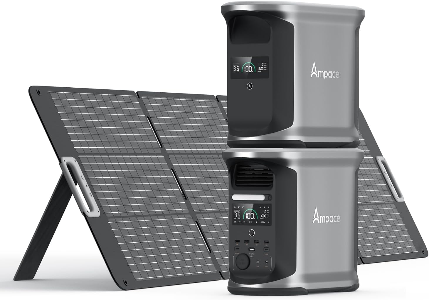Portable Power Station Andes 1500 with 1*Extra Battery and 200W Solar Panel Kits, 2924Wh Capacity LiFePo4 Battery, 2400W (Peak 3600W) Solar Generator for Home Backup, Power source Camping & RVs