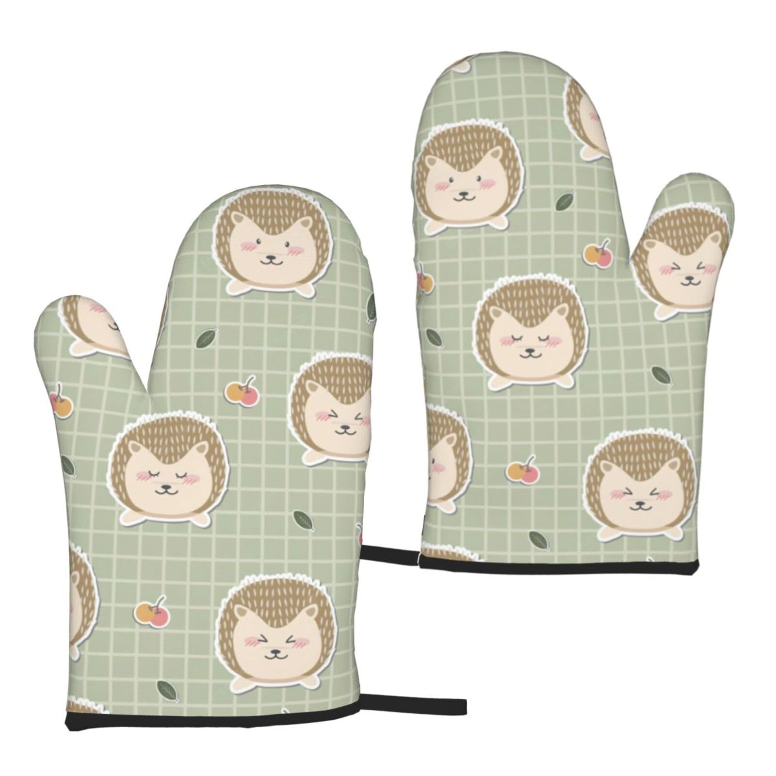 Many Hedgehogs Print Heat Resistant Universal Fit Oven Microwave Gloves Home Cooking Baking Grilling