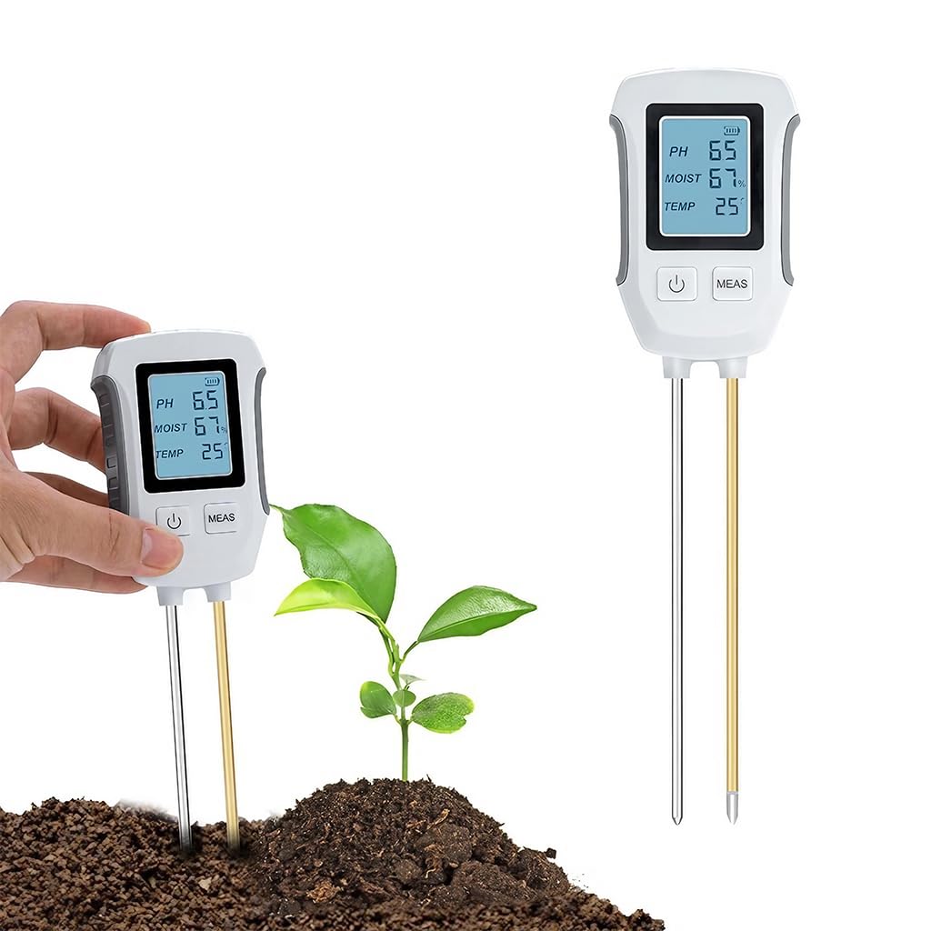 HASTHIP® Professional 3 in 1 Dual Probes Soil Meter for Moisture /Temp/PH LCD Digital Soil Moisture Meter Precison Agriculture Soil Meter (without Battery)