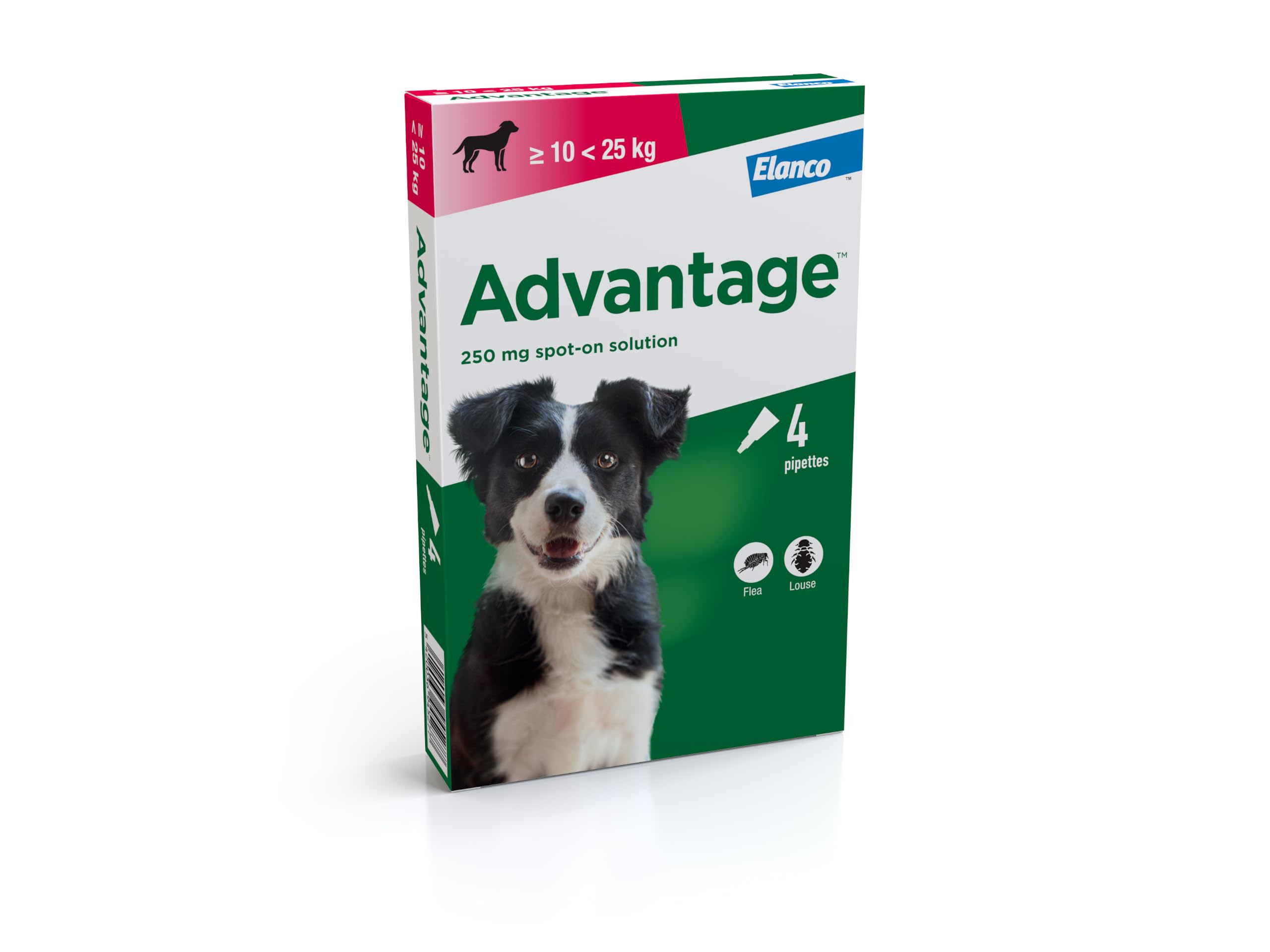 Advantage Spot On Flea Treatment For Large Dogs 10-25kg (4 pipettes, 250mg), Kills Fleas Within 24 Hours, Prevents Further Infestation For Up To Four Weeks