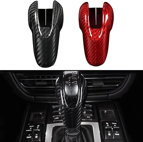JSWAN Cubierta de fibra de carbono para la palanca de cambios de Macan 718 911 Panamera Cayman Boxster, cubierta de la perilla de la palanca de