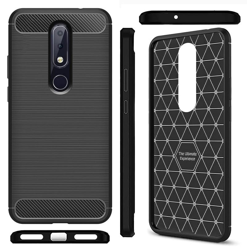 Image of Hybrid Carbon Fiber Back Case for Nokia 6.1 Plus / X6 (Black)