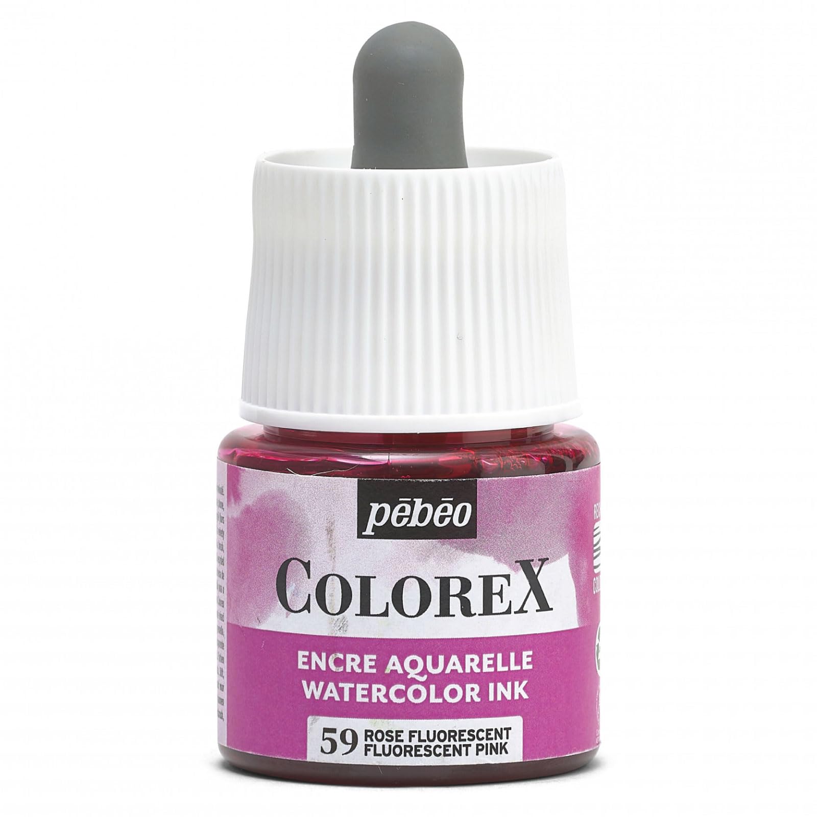 Pébéo - Colorex 45 ml Fluorescent Pink Ink – Colorex Watercolour Ink Pébéo – Velvety Effect Neon Ink – Multi-Tool Drawing Ink for All Media – 45 ml – Neon Pink