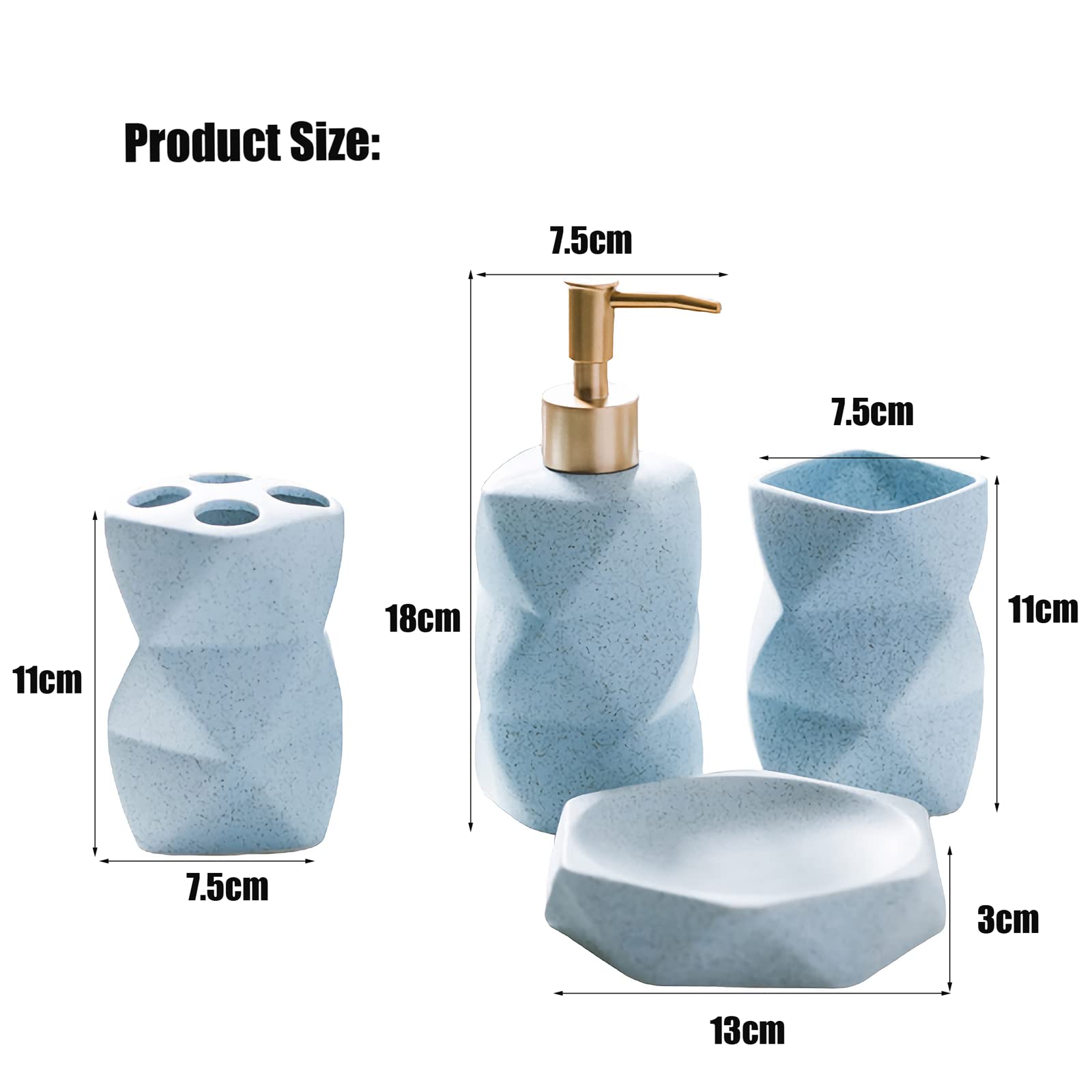 Badezimmer-Accessoires-Set, Badezimmer-Sets in gefrosteter Optik für Arbeitsplatte, Toilette, Wohnung, modernes Dekorationsmaterial, Geschenk für Frauen und Männer,Blau,4pcs