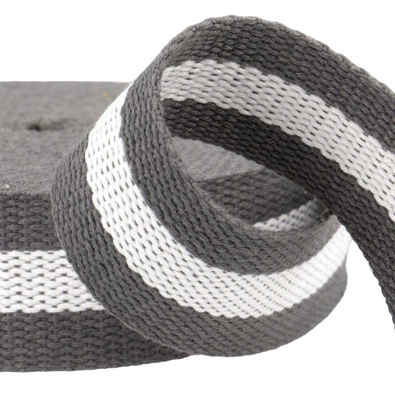 Sangle bicolore 30mm haute résistance gris blanc PST Film 25m