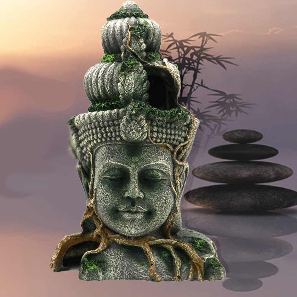 Siqi Retro Buddha Decorazioni per acquari Resina Serbatoio di Pesce Buddha Seduto Statua Ornamento per Acquario Accessori per Animali Domestici Decorazione paesaggistica