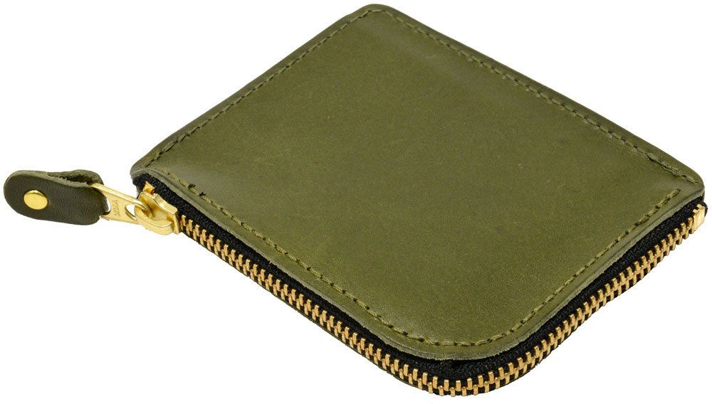 Tochigi Leather Nume Coin Case Army Green Cowhide Purse Made in Japan