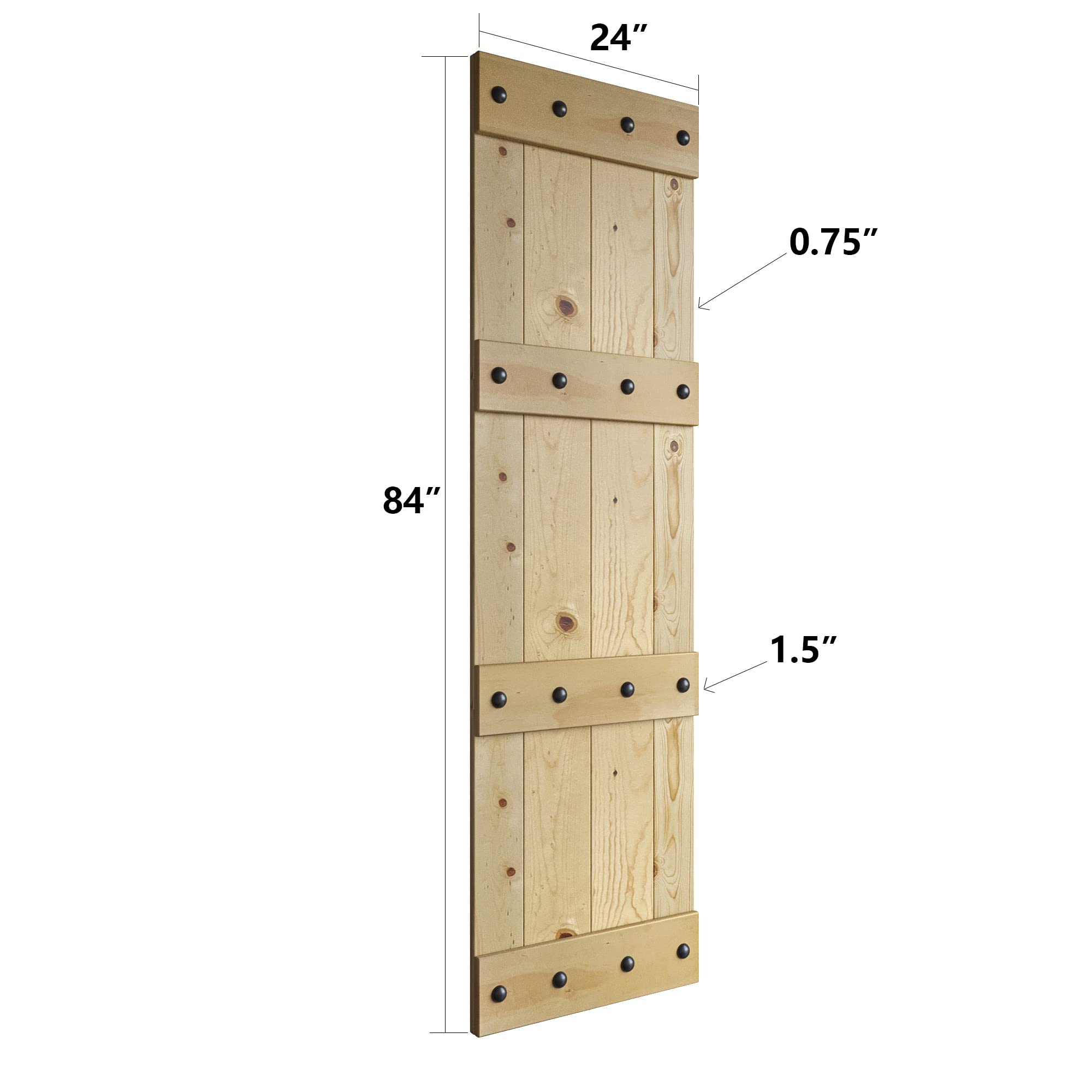 48 in x 84in. Castle-Series DIY Finished Knotty Pine Wood Double Sliding Barn Door with Hardware Kit (Unfinished)