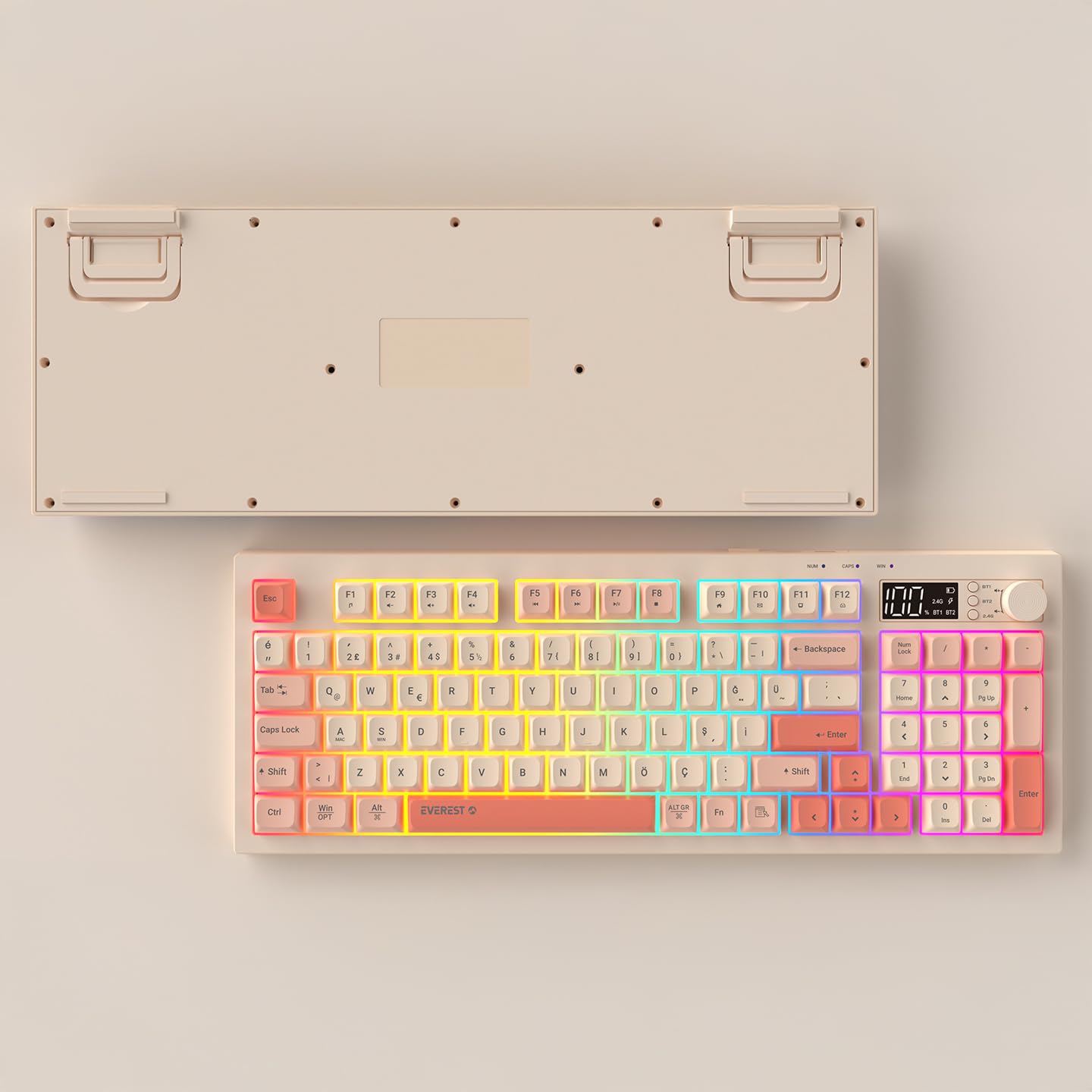 Everest KB-85 SILENT PRO Kablosuz Bej/Pembe/Turuncu SESSİZ RGB